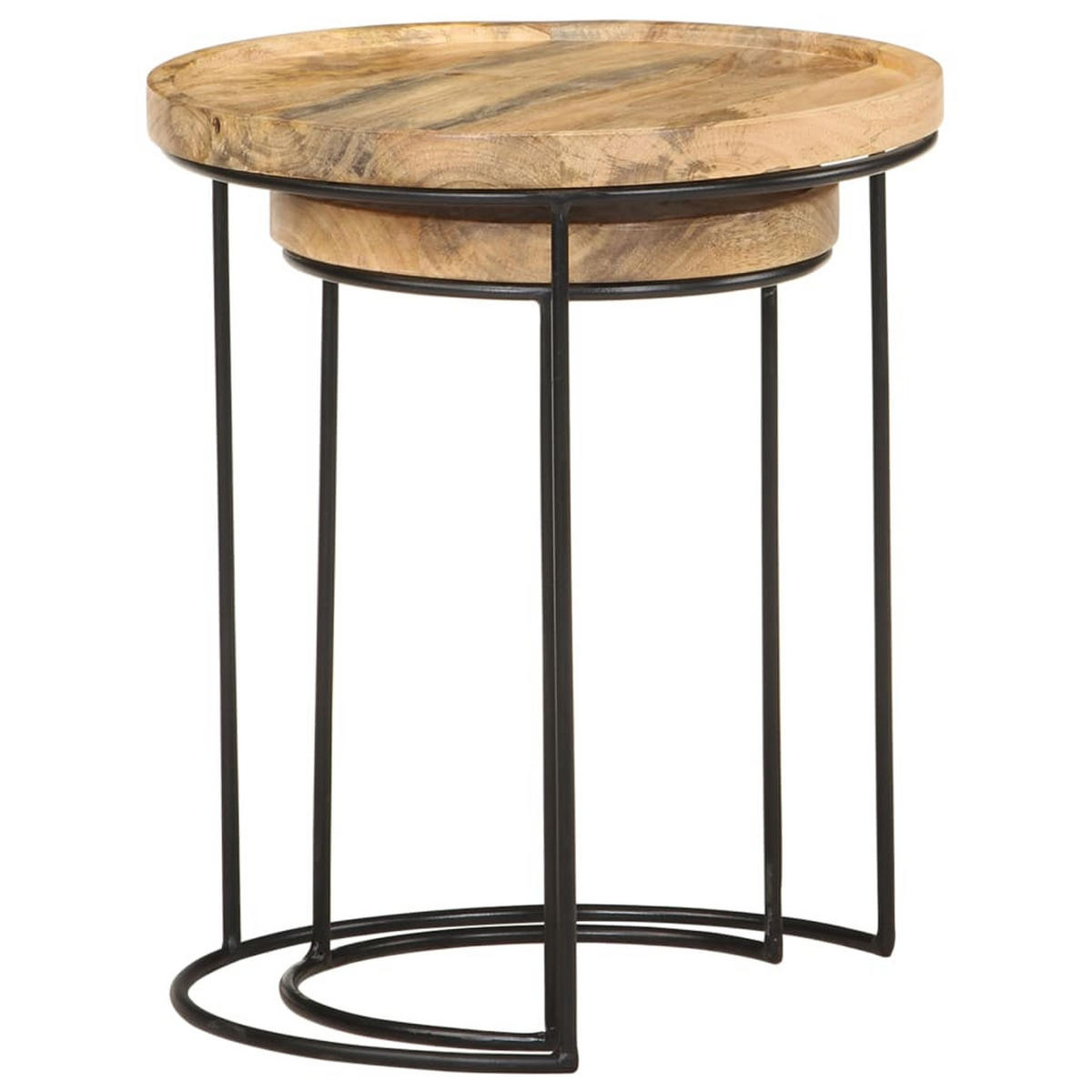2-TLG. Couchtisch-Set Massivholz Mango und Stahl - Braun, Holz (36/1/42cm) - furnicato