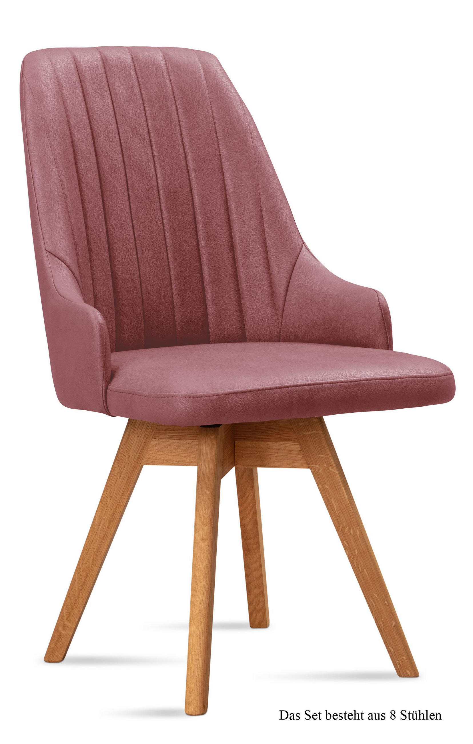 ESSZIMMERSTUHL drehbar (8er-Set) Dotti 52x91x60 Eiche geölt/Rosewood - Eichefarben/Dunkelrosa, Kunststoff (60/91/52cm) - 58aufmkessel