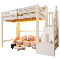 HOCHBETT mit Stauraum und LED 90x200 cm Weiß - Weiß, Holz (90/200cm) - Meubliv