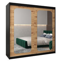 SCHWEBETÜRENSCHRANK 200/200/62 2-türig - Silberfarben/Schwarz, Holz/Kunststoff (200/200/62cm) - Abiks Möbel