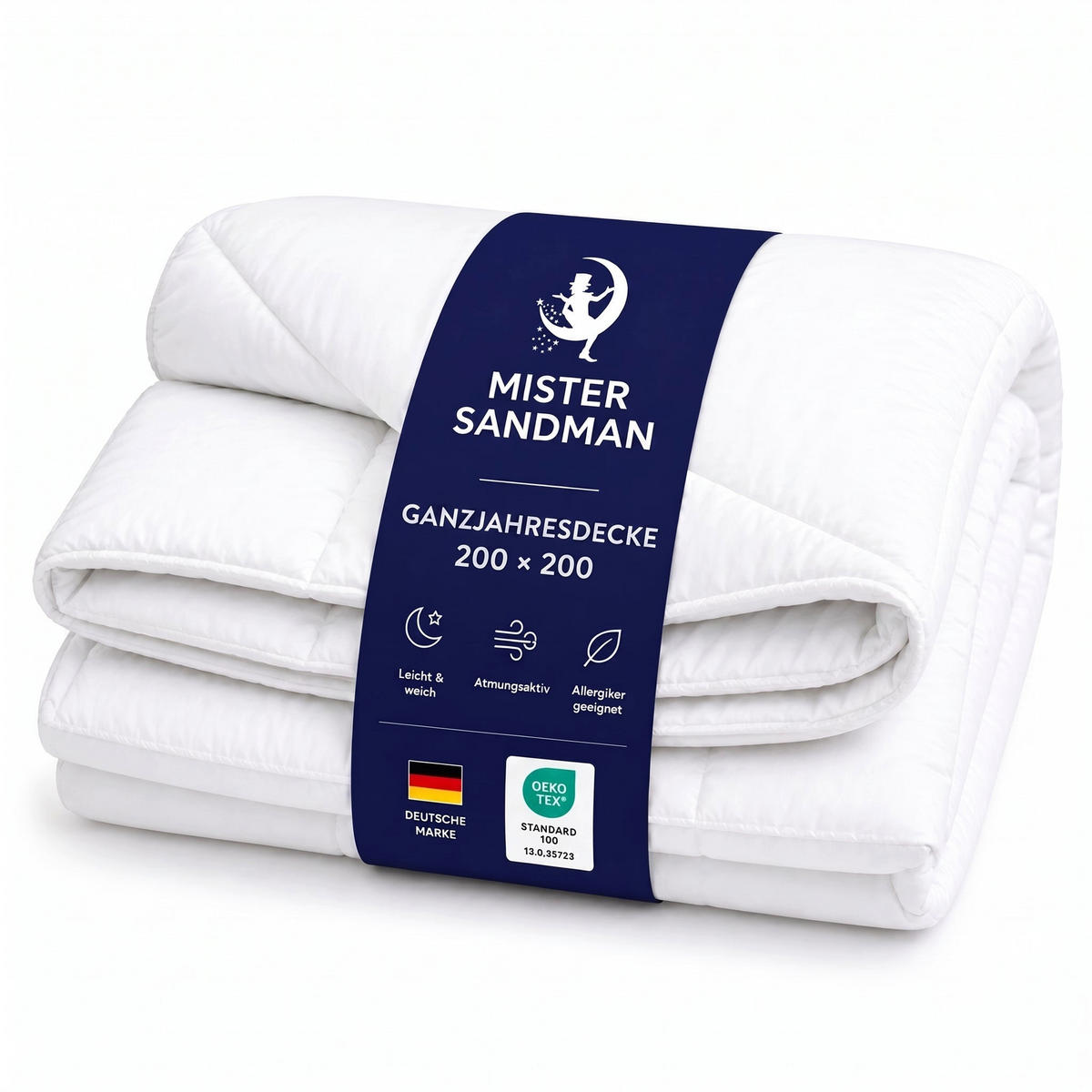 GANZJAHRESBETTDECKE 200x200 cm – atmungsaktive Mikrofaser Bettdecke mit Hohlfaserfüllung – Steppdecke für Sommer und Winter – für Allergiker geeignet - Weiß, Textil (200/200cm) - Mister Sandman