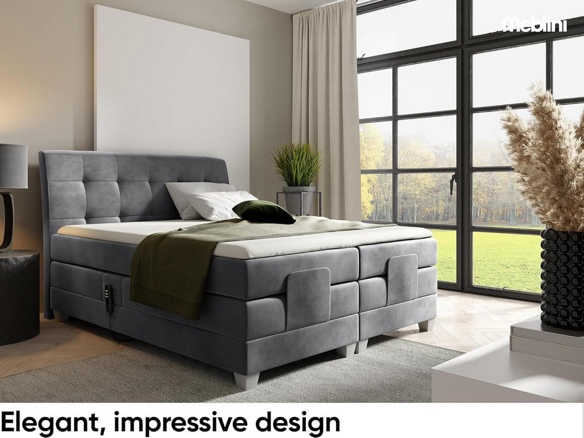 BOXSPRINGBETT DANTE - Dunkelgrau, Holzwerkstoff (120/200cm) - Meblini