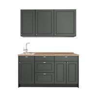 SINGLEKÜCHE Fame-Line, Grün-Gold Landhaus/Anthrazit, 150 cm, AP Eiche - Anthrazit/Grün, Holzwerkstoff (150/82/60cm) - Vicco