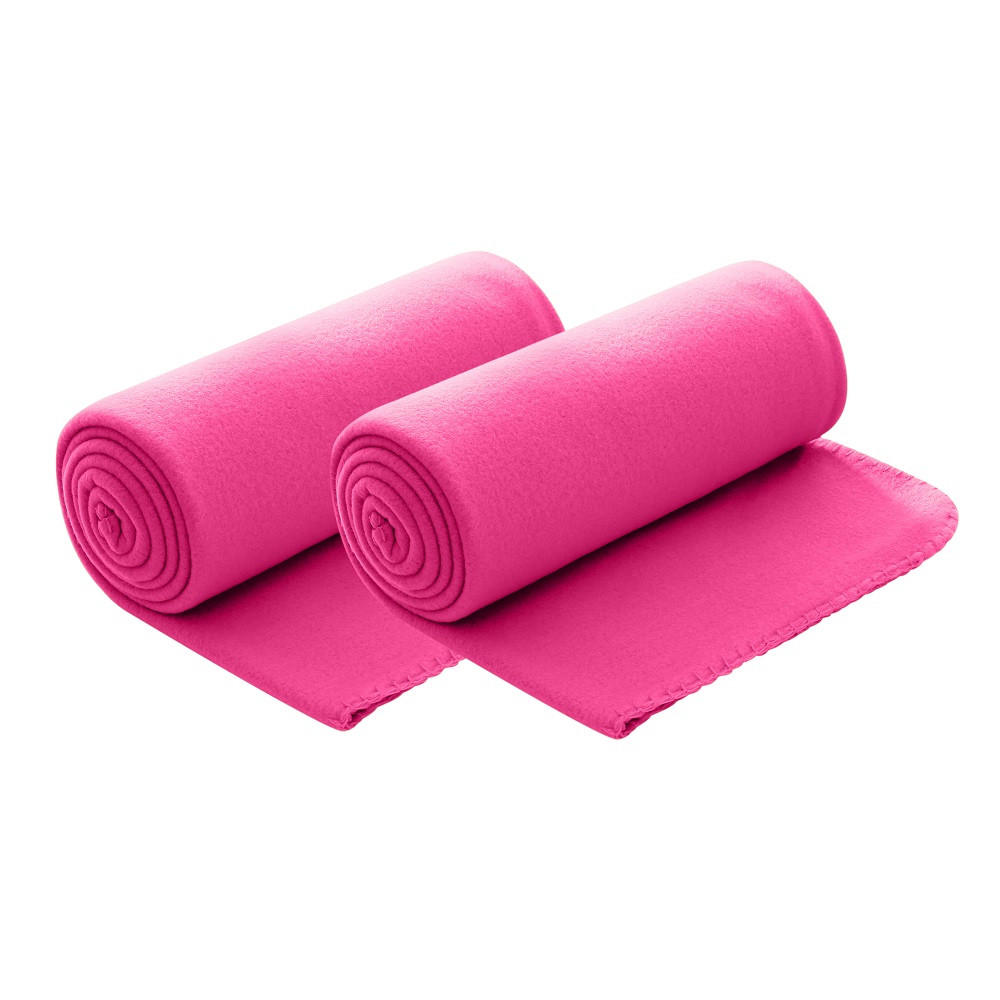 FLEECEDECKE 2er Set grau 130/160 cm Kettelrand Anti-Pilling - Pink, Textil (130/160cm) - wometo