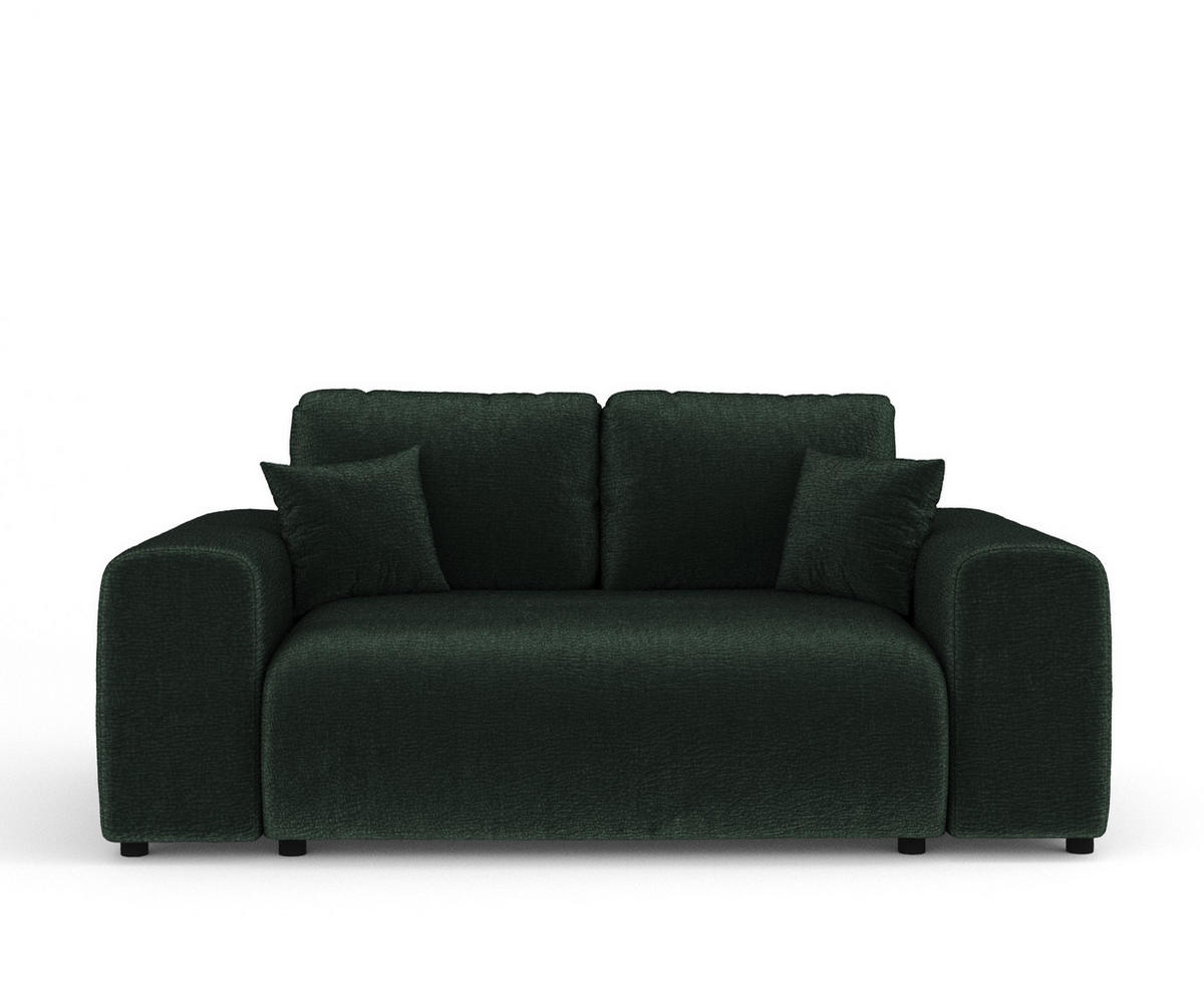 2-SITZER-SOFA Zanzibar Grün Chenille - Schwarz/Grün, Holz/Holzwerkstoff (178/79/108cm) - Maison de Reve