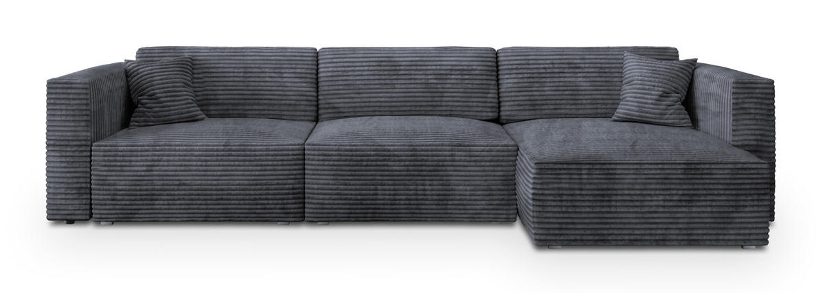 ECKSOFA TOLMO Graphitfarben Kordstoff mit Schlaffunktion - Graphitfarben, Holz (347/148cm) - MASSENO