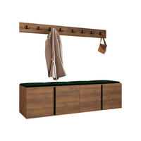 GARDEROBEN-SET Orion VII - Nussbaumfarben/Grün, Holzwerkstoff/Kunststoff (168/42/46cm) - MIRJAN24