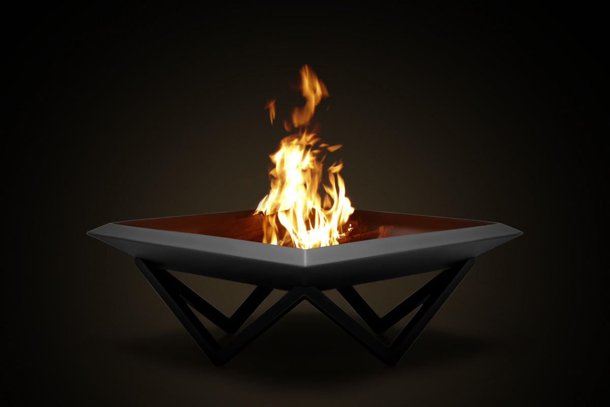 FEUERSCHALE Firesheet Schwarz 77 x 77 x 32 cm 17 kg aus Stahl pulverbeschichtet - Schwarz, Metall (77/32/77cm) - The Favilla