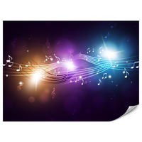 FOTOTAPETE für Jugendzimmer Noten Buntes Hintergrund Musik 500x350 - Blau/Gelb, Papier (500/350cm) - Muralo