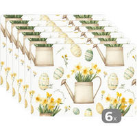 PLATZSETS 6er-Set Gießkanne - Blumen - Eier Placemats 45x30 cm - Weiß, Kunststoff (0.3/45/30cm) - MuchoWow