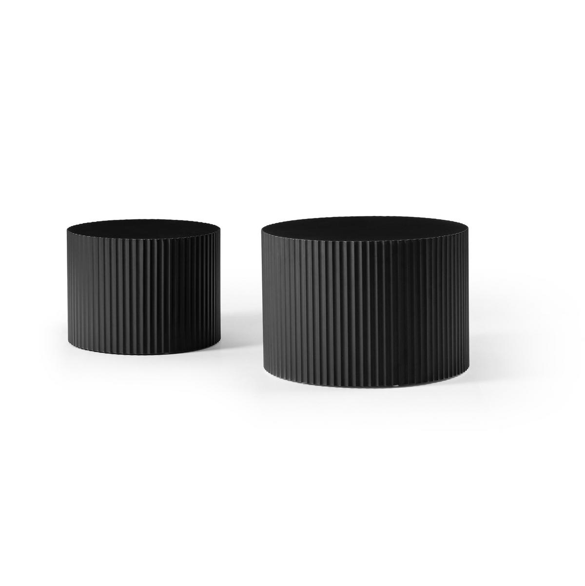 COUCHTISCH-SET 60/60/40 + 48/48/35 cm als 2er-Nesting-Tische mit wellenförmigen Kanten und kratzfester MDF-Platte, Schwarz - Schwarz, Holzwerkstoff (60/60/40cm) - Redom