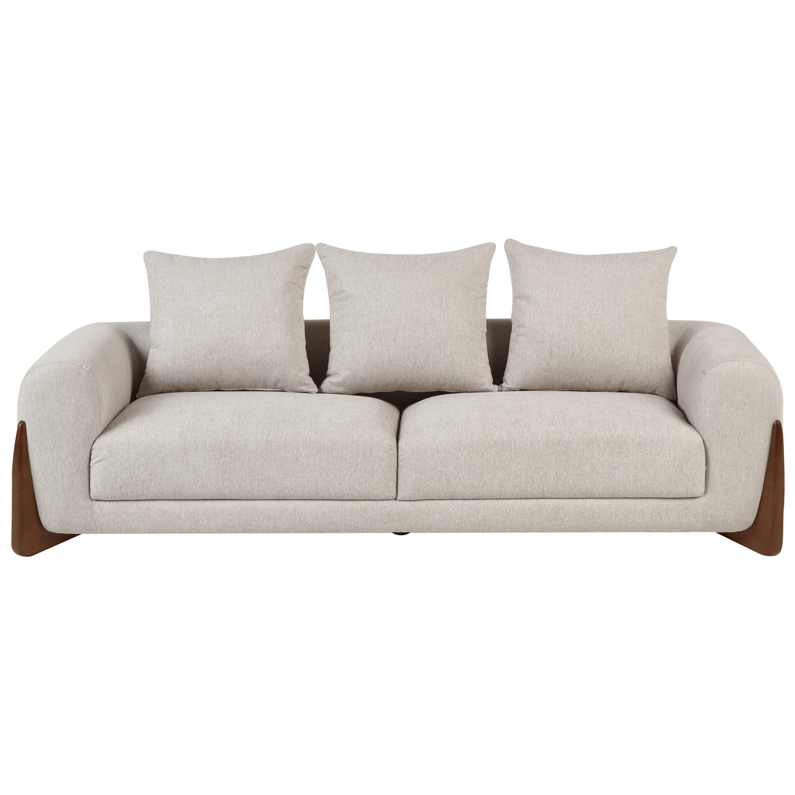 Beliani 3-Sitzer-Sofa Beige, Braun 217x62x87 cm