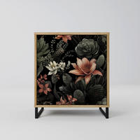SIDEBOARD SECRET VERDURE, Eichefarben, 57,5x42x67,5 cm, Schwarze Metall-Rahmenfüße - Eichefarben/Multicolor, Holzwerkstoff/Metall (57.5/67.5/42cm) - SpaceRebels