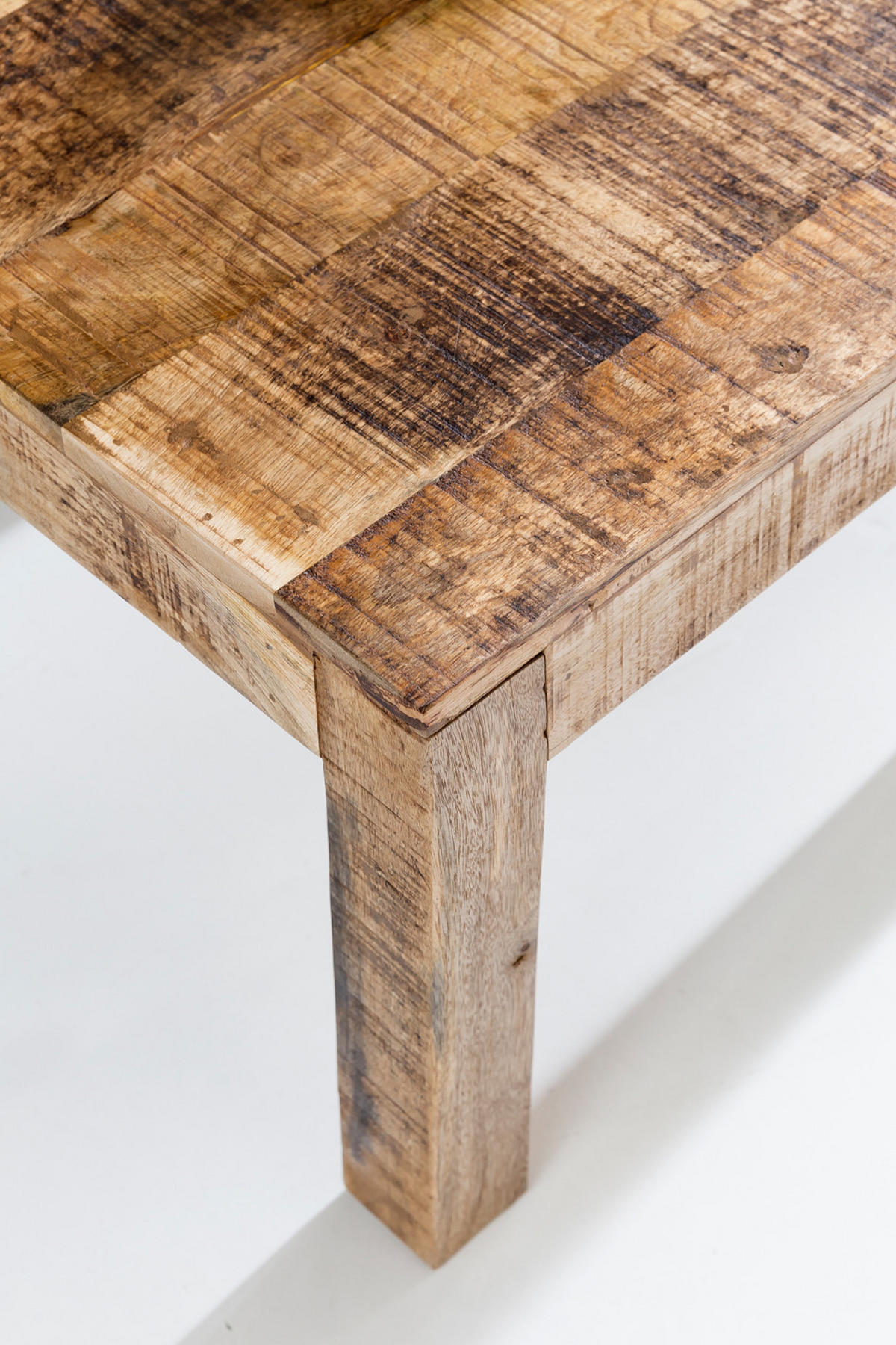 COUCHTISCH aus recyceltem Mango-Holz im Shabby-Chic Stil mit großer Tischplatte, Beige 110x60x47 cm - Beige, Holz (60/110/47cm) - KADIMA DESIGN