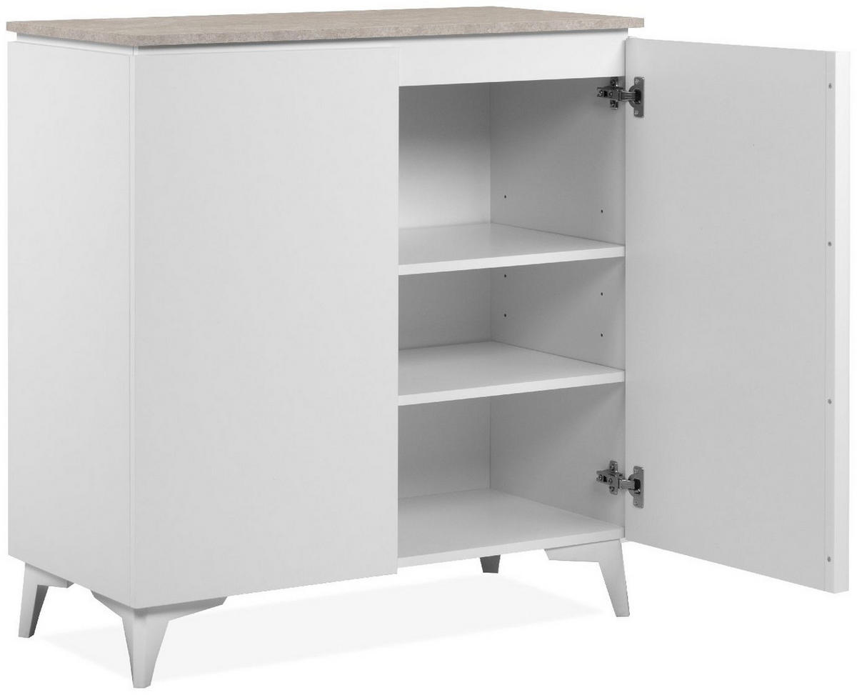 SIDEBOARD 2 Türen L88 cm - BERTRIX - Weiß, Holzwerkstoff (88/92/40cm) - Finori GmbH