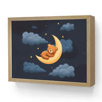 NACHTTISCHLAMPE MIT AKKU Teddybär - Mond - Wolken - Sterne 40x30 cm - Dunkelblau, Holzwerkstoff (8/40/30cm) - OnlyWow