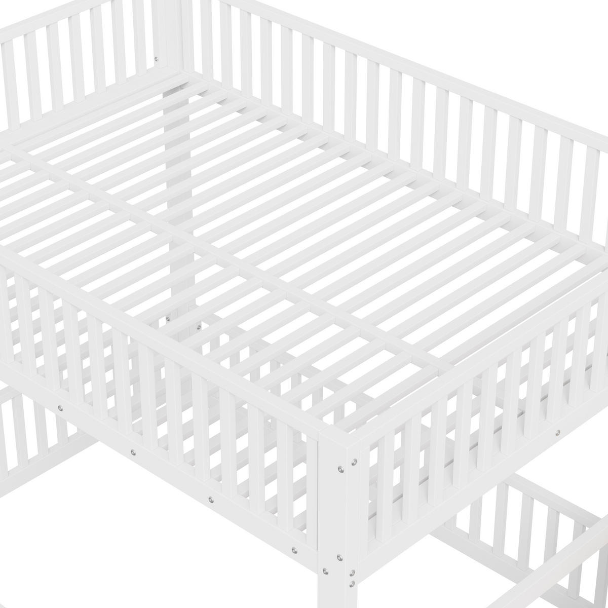 ETAGENBETT 140/200 cm Weiß mit Stauraumleiter und LED - Weiß, Metall (140/200cm) - Oxeza