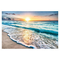FOTOTAPETE Sonnenuntergang am Strand 288/190 cm - Blau, Papier (288/190cm) - Bilderwelten