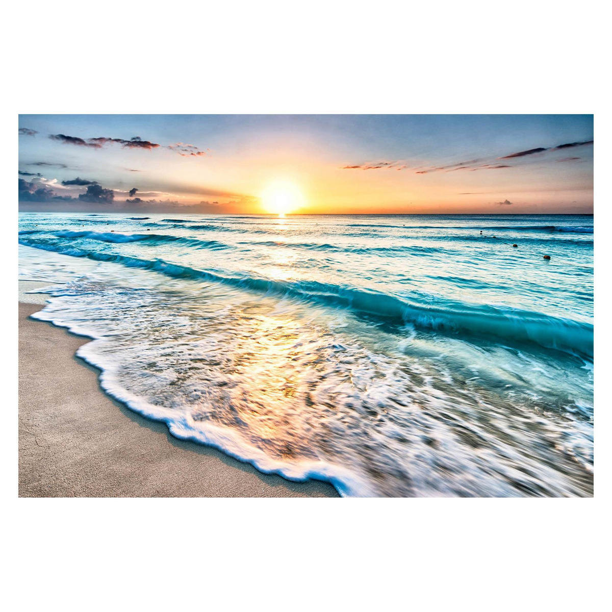 FOTOTAPETE Sonnenuntergang am Strand 288/190 cm - Blau, Papier (288/190cm) - Bilderwelten