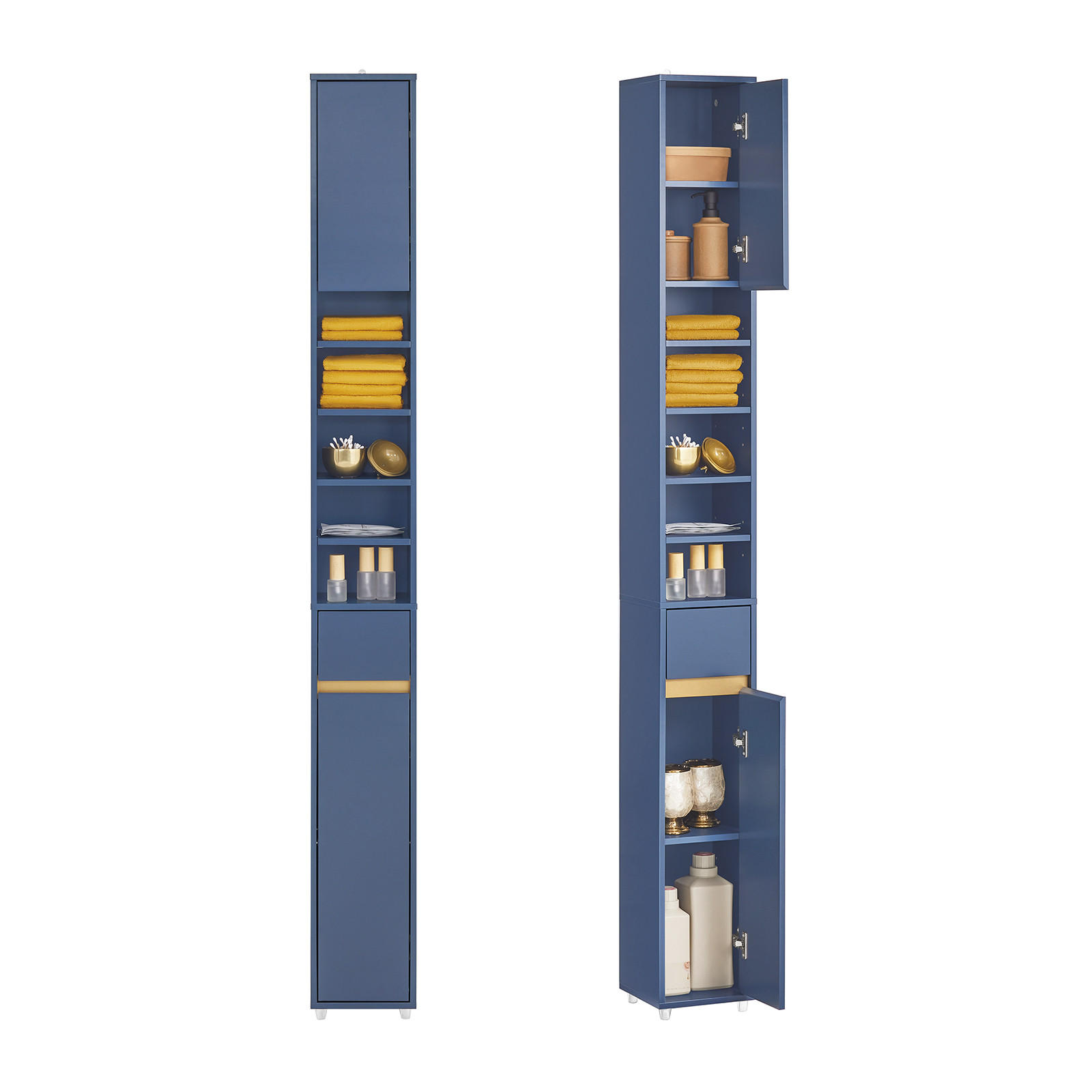 HOCHSCHRANK schmal Blau - Blau, Holzwerkstoff (20/180/20cm) - SoBuy