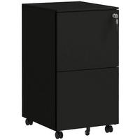 AKTENSCHRANK mit 2 Schubladen, Rollen, für A4 Akten, Dokumente, Stahl, Schwarz - Schwarz, Metall (43.5/67.5/37cm) - Vinsetto
