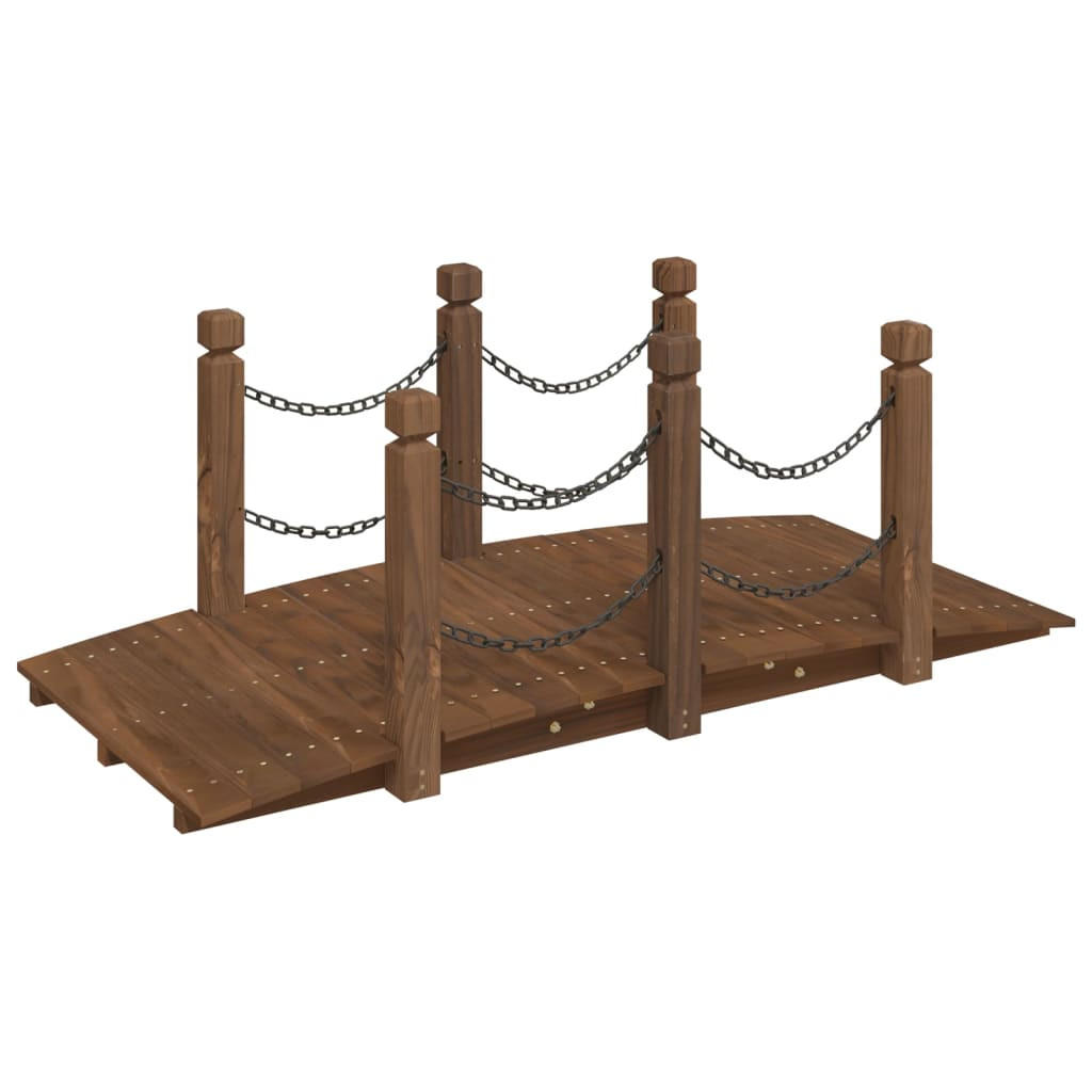 HOLZBRÜCKE mit Kettengeländer ROBBI Braun | 150x67x56cm | Gartenbrücke mit Geländer - Braun, Holz (67/150/56cm) - DELUKE