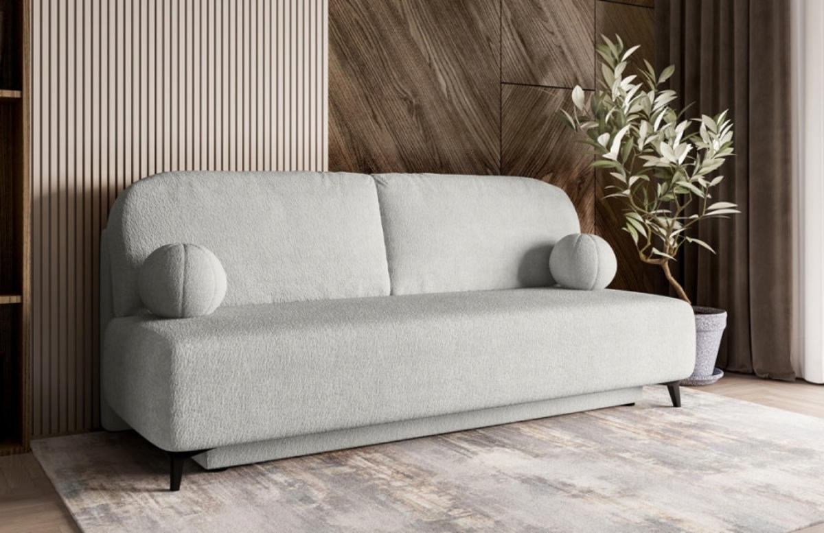 SITZSOFA Grau MIO Mit Schlaffunktion Boucle - Grau, Textil (198/90/86cm) - Sepro Meble