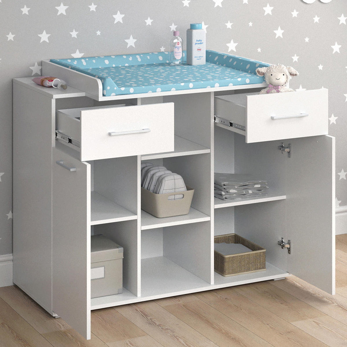WICKELKOMMODE Leonie Weiß 113 x 109 cm - Weiß, Holzwerkstoff (113/109/70cm) - Vicco