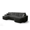 WOHNLANDSCHAFT U AMBRO Poso 60 mit Schlaffunktion U-Form, Sofa mit Stauraum - Grau, Textil (300/85/143cm) - Bedante