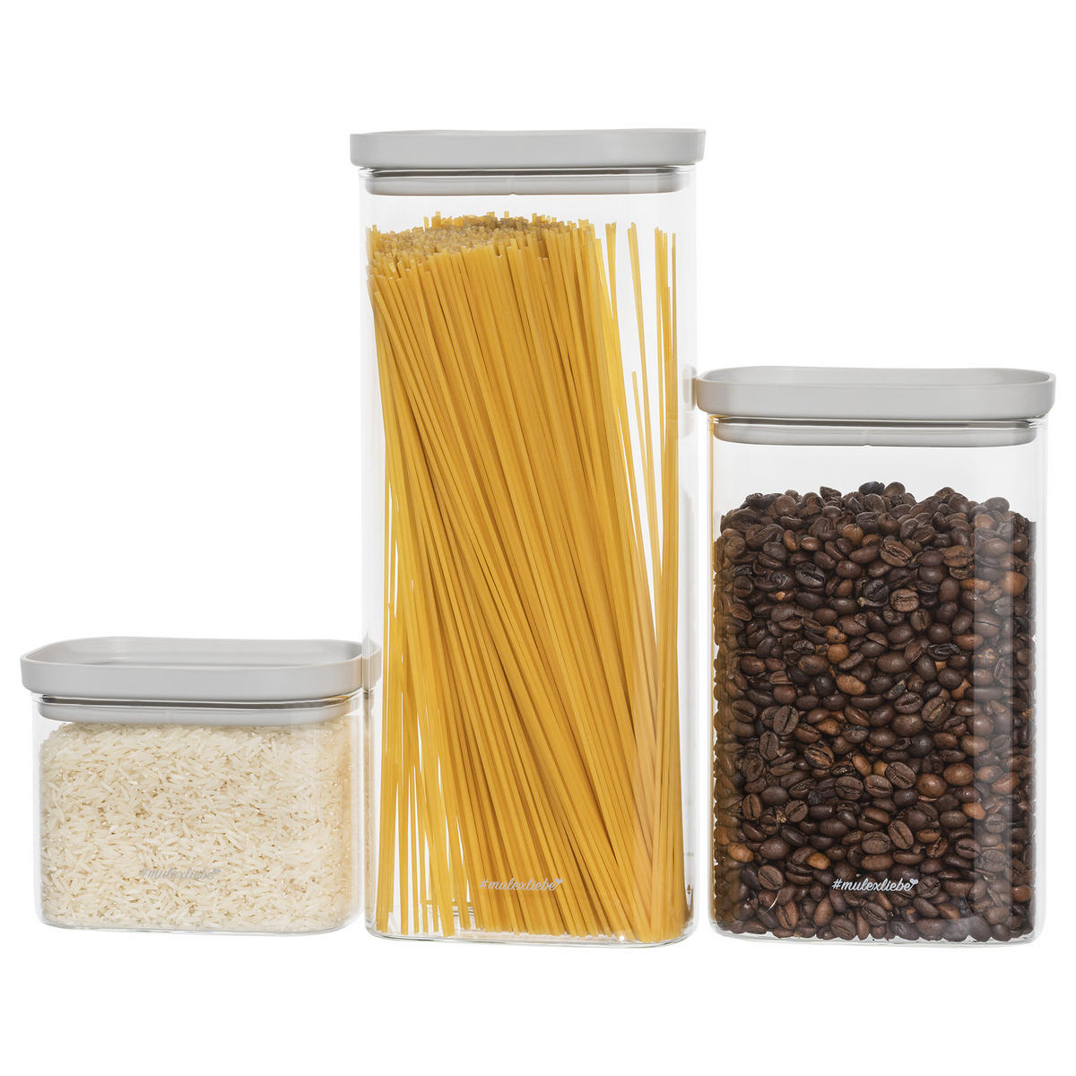 VORRATSGLÄSER LIDKÖPING 3-er Set grau - Grau, Glas (15/34/15cm) - Mulex