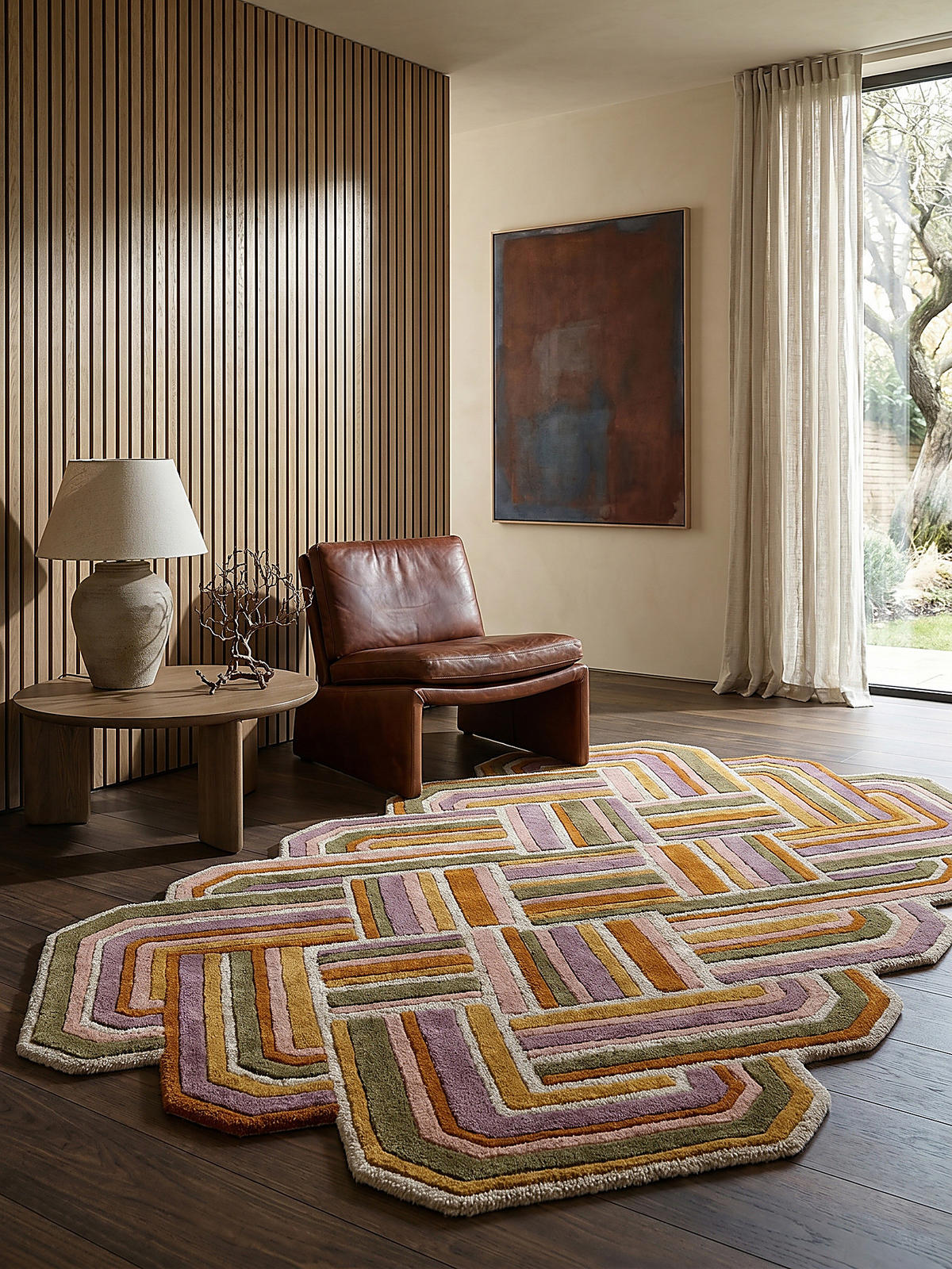 TEPPICH aus Wolle SOAR in Flieder, geometrisch, 140 x 200 cm - Rosa, Textil (200/140cm) - KADIMA DESIGN