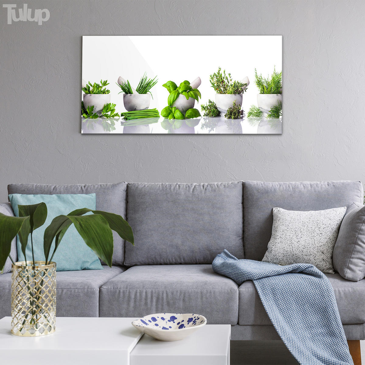 GLASBILD 120x60 cm Mörser - Hellgrün, Glas (120/60cm) - TULUP