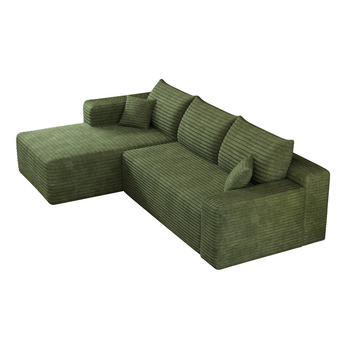 ECKSOFA 241 cm aus Stoff mit Cordbezug und Chaiselongue Grün - Grün, Textil (151/241cm) - Modenvie