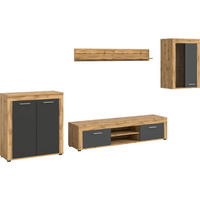WOHNWAND Jam 35/330/169 cm - Grau, Holzwerkstoff (330/169/35cm) - Xonox