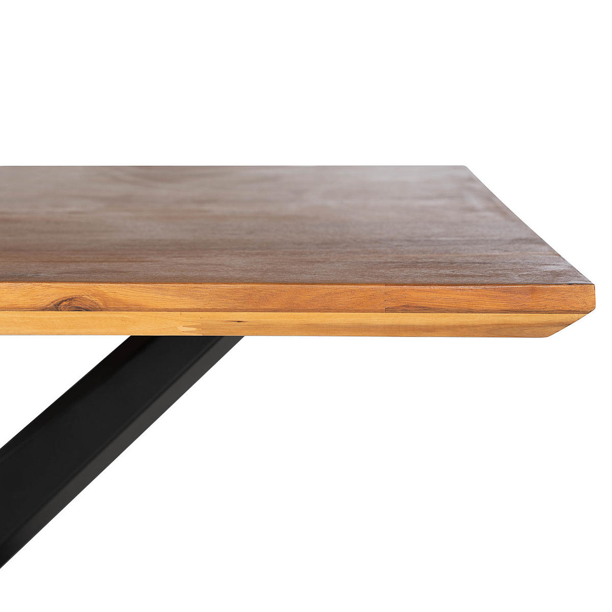 ESSTISCH - Akazie massiv / Eisen - Akazie / Schwarz - Akaziefarben, Holz (100/220/75cm) - home24