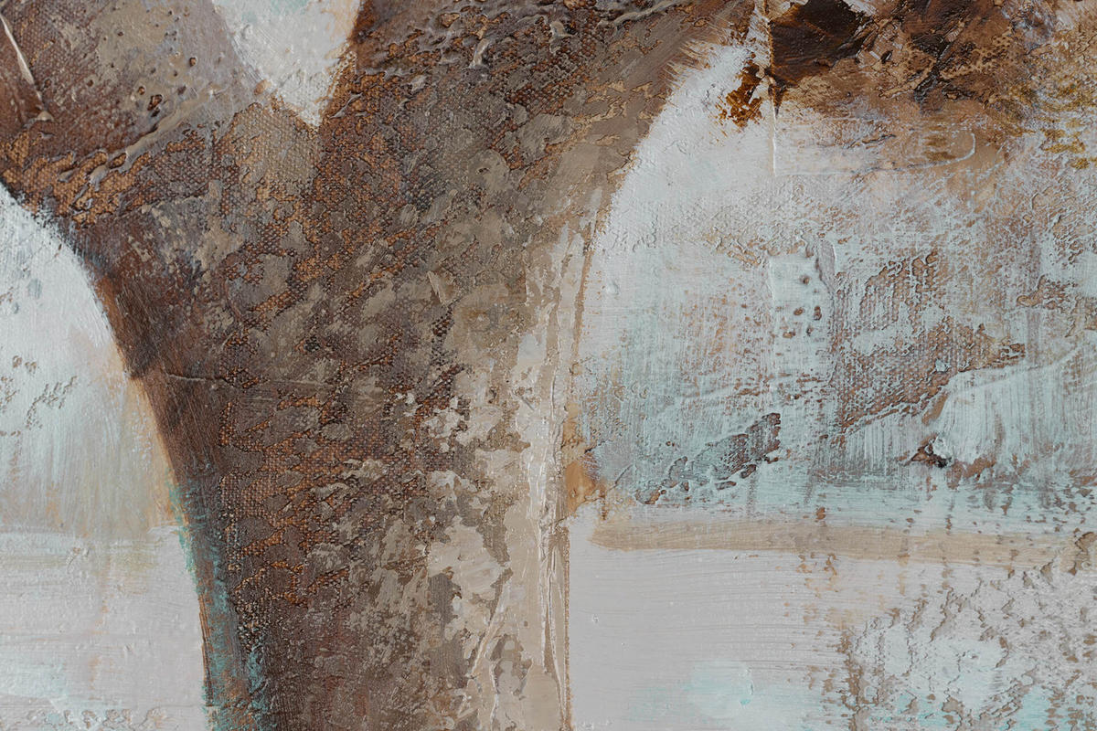 ÖLGEMÄLDE 140/70 cm - Weiß/Braun, Holz/Textil (140/70cm) - KUNSTLOFT