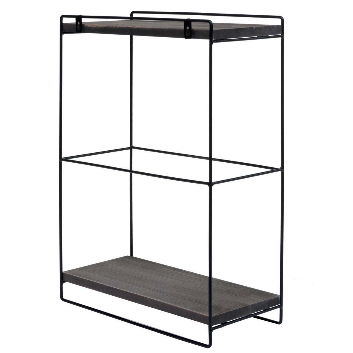 WANDREGAL 50x35x17cm Massiv-Holz Metall Industrial 2 Regalböden Dunkelgrau - Dunkelgrau, Metall (35/50/17cm) - BERLINLODGE