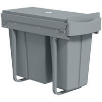 AUSZIEHBARER Mülleimer, Küchenmüllbehälter, Griff, 20 L+10 L, Grau - Grau, Kunststoff (26/40.8/52cm) - HOMCOM