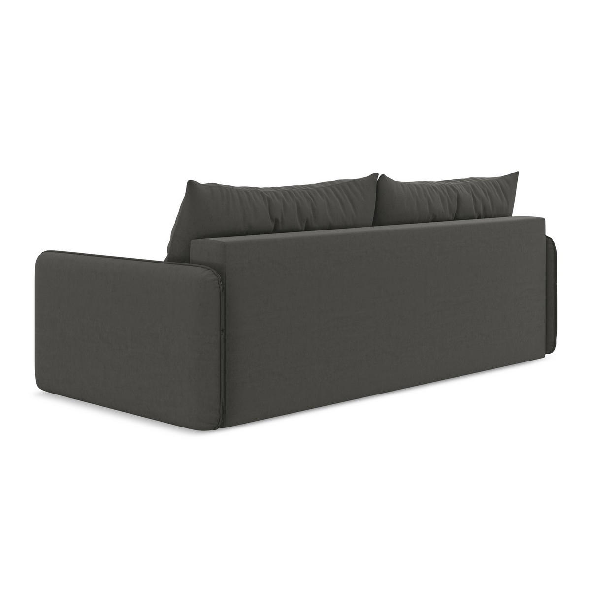 3-SITZER SOFA mit Schlaffunktion Samt Stoff Grau - Dunkelgrau/Schwarz, Kunststoff/Textil (216/86/105cm) - LaMiaSofa
