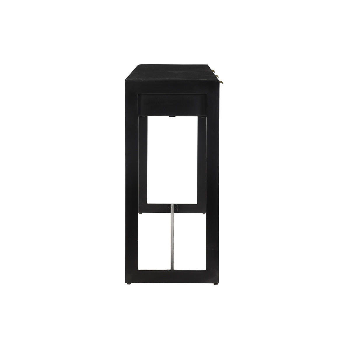 KONSOLE Schubladen Schwarz Vergoldet B115 cm AVIDAN - Dunkelbraun, Holz (115/35/76.5cm) - Miliboo