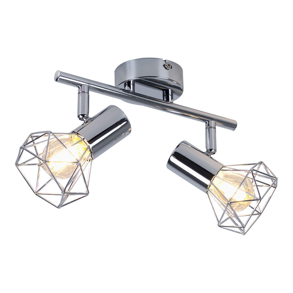 DECKENLEUCHTE Metallkäfig Silber - Silberfarben, Metall (25.5/9.3/15cm) - Globo Lighting