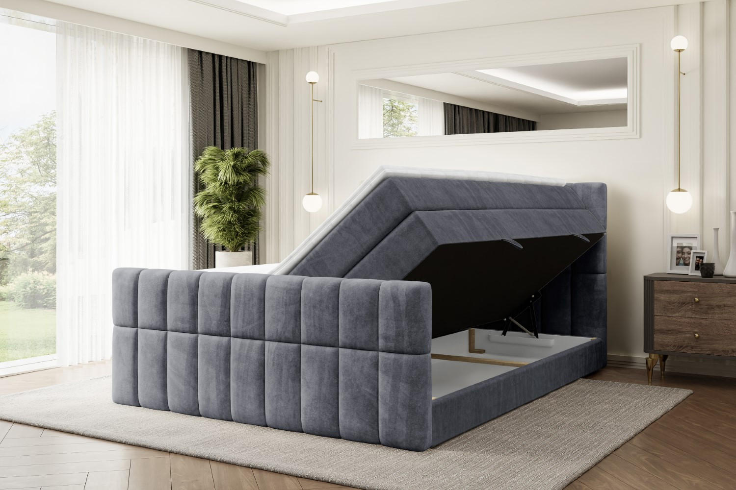 Thumbnail - Altdecor Boxspringbett, Dunkelgrau, Holzwerkstoff, Höhe ca. 20 cm, 120x200 cm, Schlafzimmer, Betten, Boxspringbetten