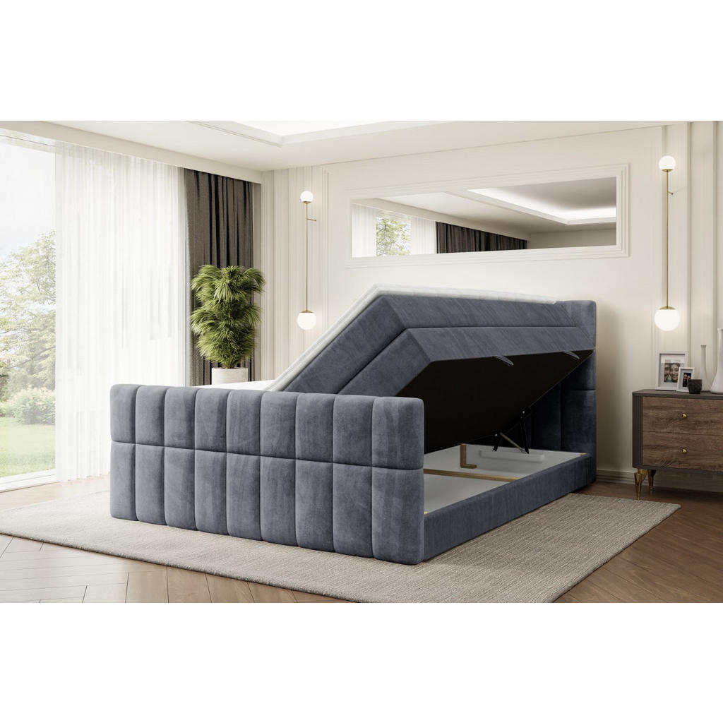 Thumbnail - Altdecor Boxspringbett, Dunkelgrau, Holzwerkstoff, Höhe ca. 20 cm, 200x200 cm, Schlafzimmer, Betten, Boxspringbetten