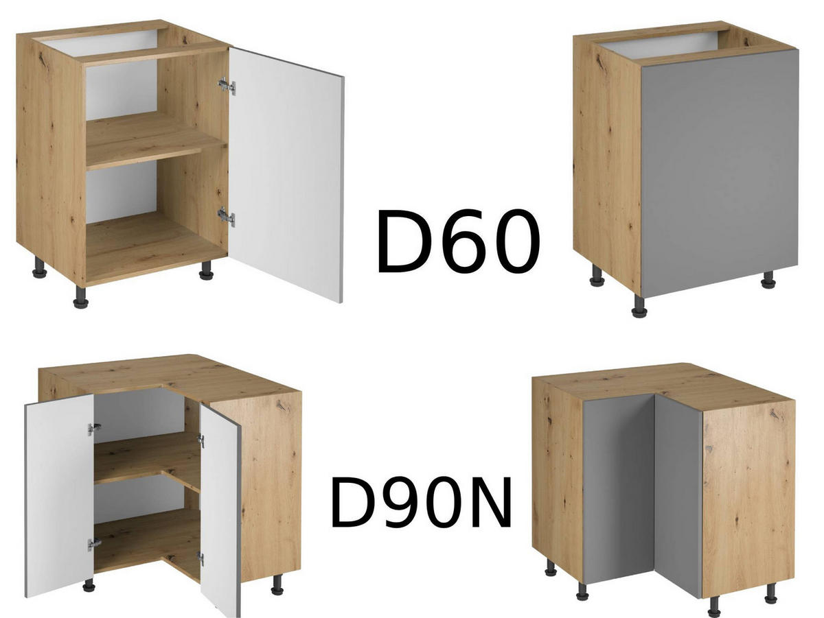 WINKELKÜCHE 390 × 260 cm - Langen K106-M860 - in Beige / Matt - Beige/Schwarz, Holz/Holzwerkstoff (390/260/212cm)