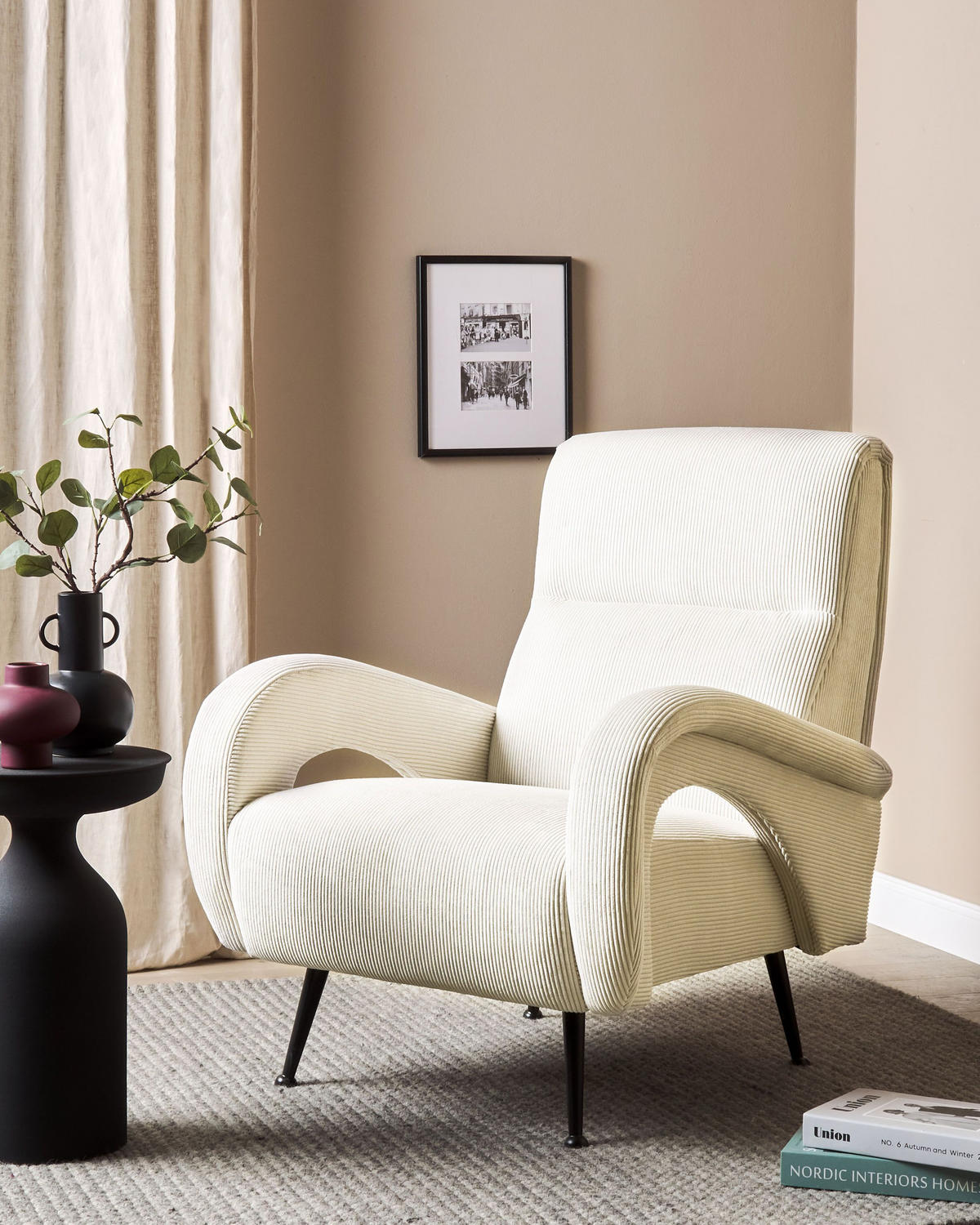 SESSEL Cord cremefarben Svalov - Beige, Textil (77/93/75cm) - Beliani