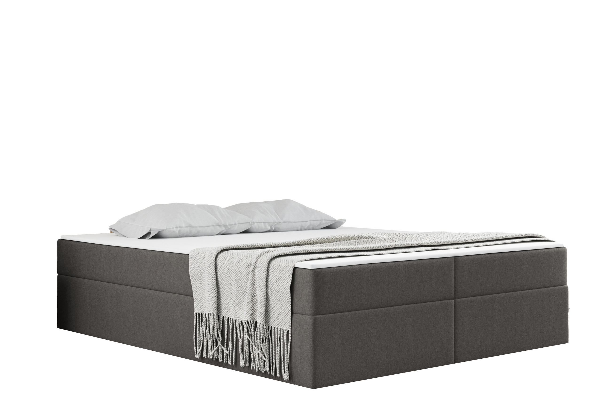 BOXBETT Mit Bettkasten Und Matratze Topper Ruben Grau 120x200 cm H2-Pocket - Grau, Holz/Textil (120/200cm) - Kaiser Möbel
