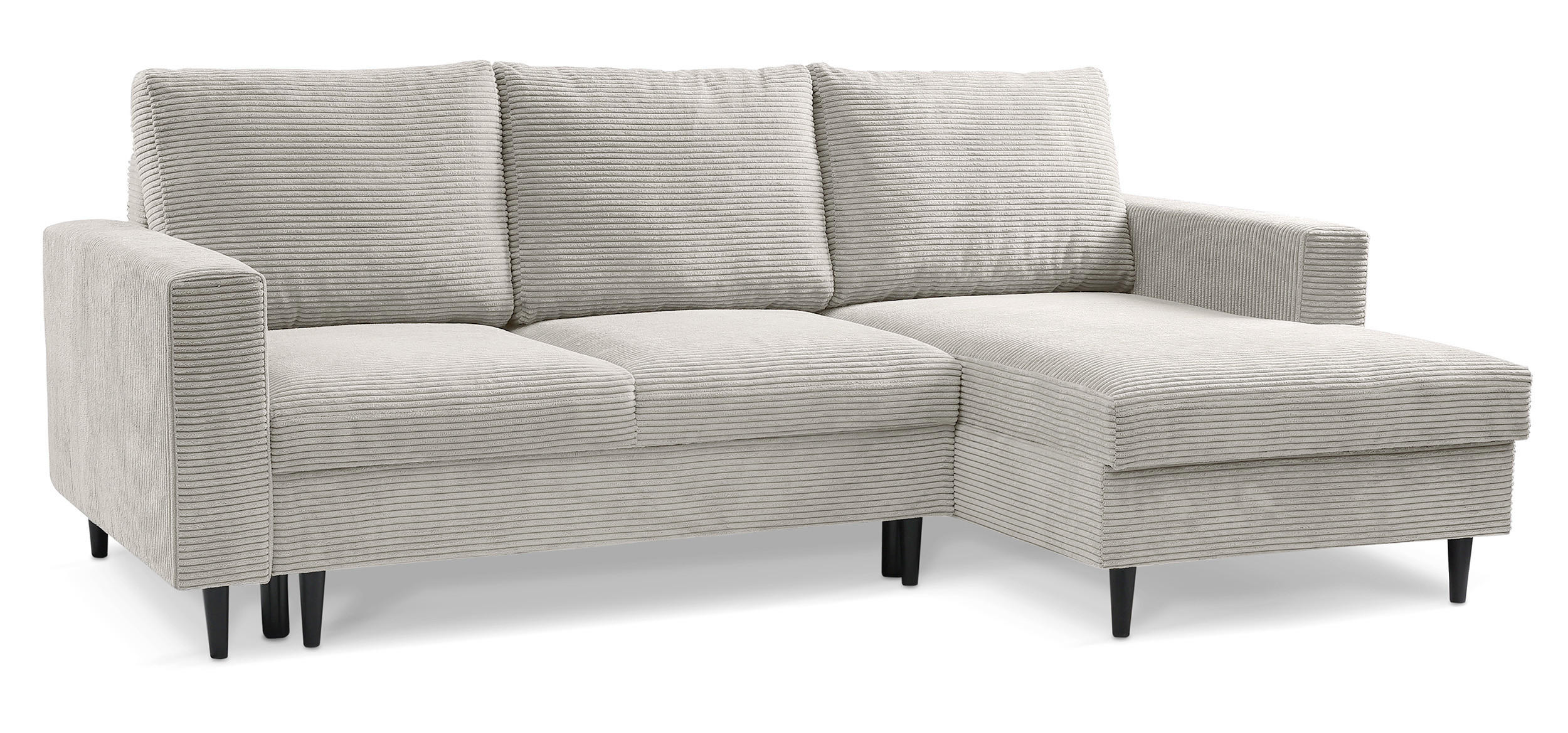 ECKSOFA Nalika Hellbeige mit Cordbezug - Beige/Creme, Holz/Textil (230/143cm) - Selsey