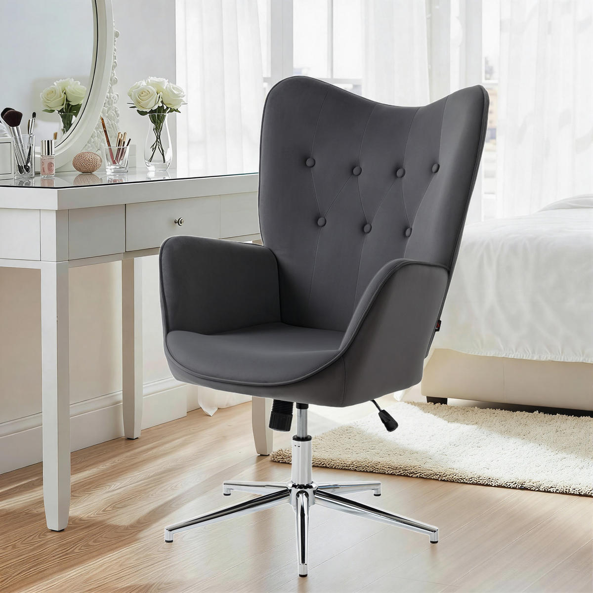 DREHSTUHL Grau 1 Stück - Grau, Naturmaterialien (66/111.5/82cm) - GiPP