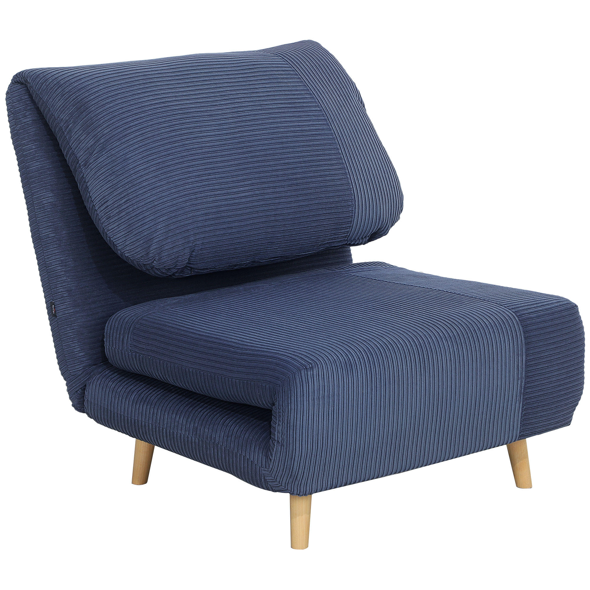 2-IN-1 Schlafsofa Schlafsessel Klappmatratze Gästebett Klappbett Blau - Blau/Naturfarben, Holz/Textil (89/83/82cm) - HOMCOM
