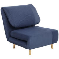 2-IN-1 Schlafsofa Schlafsessel Klappmatratze Gästebett Klappbett Blau - Blau/Naturfarben, Holz/Textil (89/83/82cm) - HOMCOM